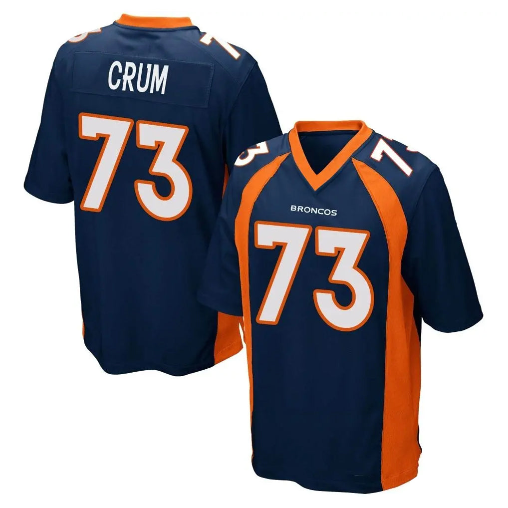 D.Broncos #73 Frank Crum Player Navy Game Gdoa Stitched Jerseys