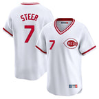 C.Reds #7 Spencer Steer Player White Cooperstown Collection Limited T-shirt Home Gdoa Stitched Jerseys