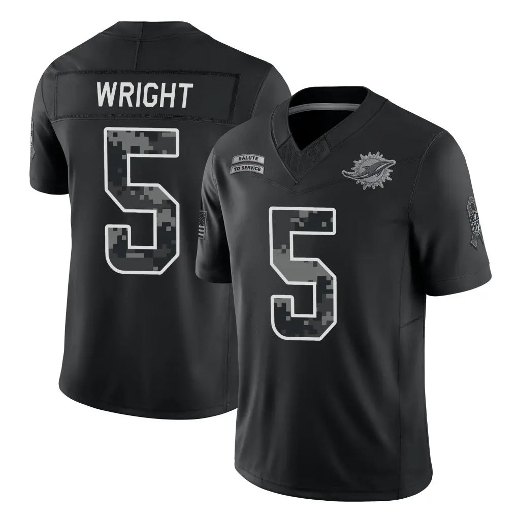 M.Dolphins #5 Jaylen Wright Player Black Limited 2026 Salute to Service Home Game Gdoa Stitched Jerseys
