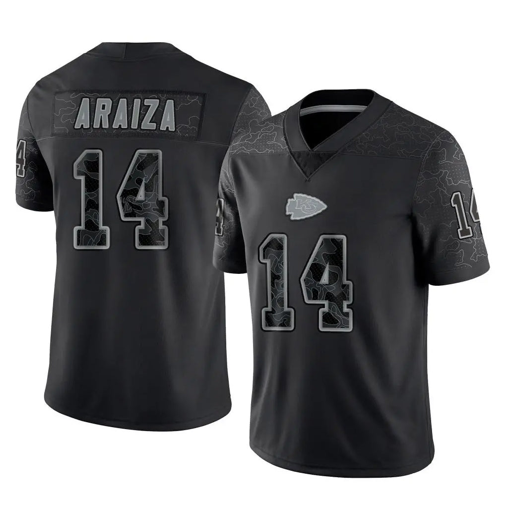KC.Chiefs #14 Matt Araiza Player Black Limited Reflective Game Gdoa Stitched Jerseys