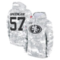 SF.49ers #57 Dre Greenlaw Player Arctic Camo Limited Salute to Service Pullover Hoodies Game Gdoa Stitched Jerseys