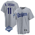 LA.Dodgers #11 Roki Sasaki Player Gray World Series Meet Game Fdoa Stitched Jerseys
