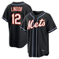 NY.Mets #12 Francisco Lindor Player Black Fashion Out Game Fdoa Stitched Jerseys