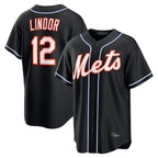 NY.Mets #12 Francisco Lindor Player Black Fashion Out Game Fdoa Stitched Jerseys