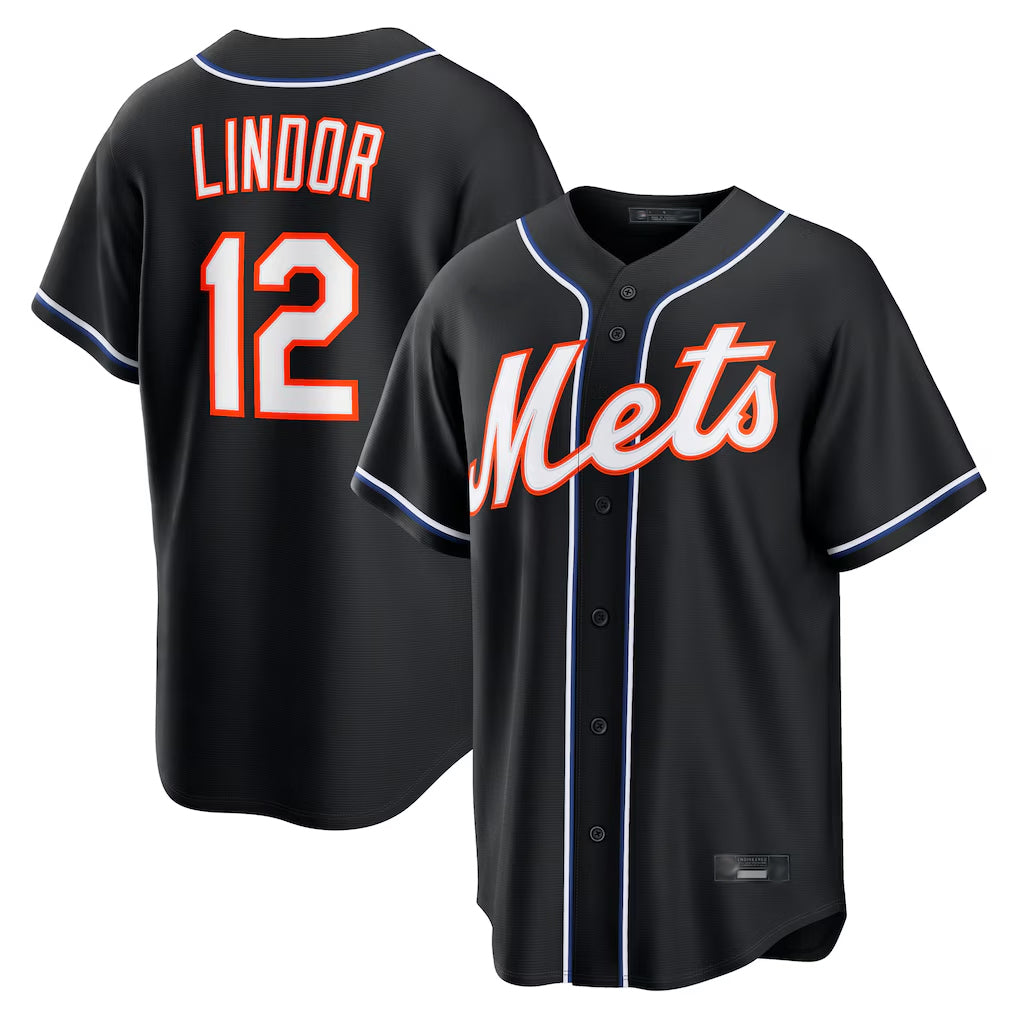 NY.Mets #12 Francisco Lindor Player Black Fashion Out Game Fdoa Stitched Jerseys