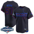 T.Blue Jays #57 Shane Bieber Player Black AL East Division City Connect Fdoa Stitched Jerseys