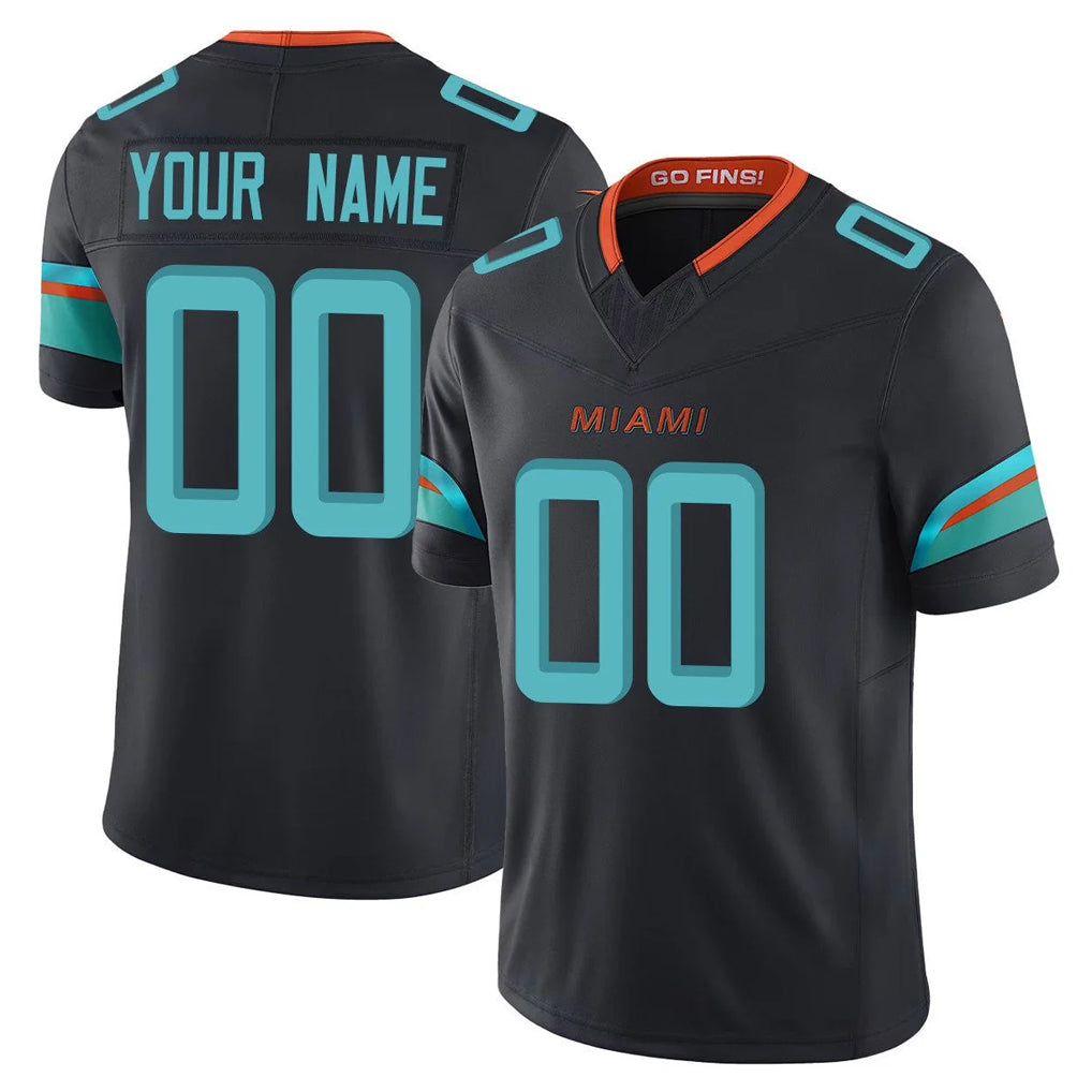 Custom M.Dolphins Black Limited Pitch Rivalries Collection Home Game Any Name & Numbers Gdoa Stitched Jerseys