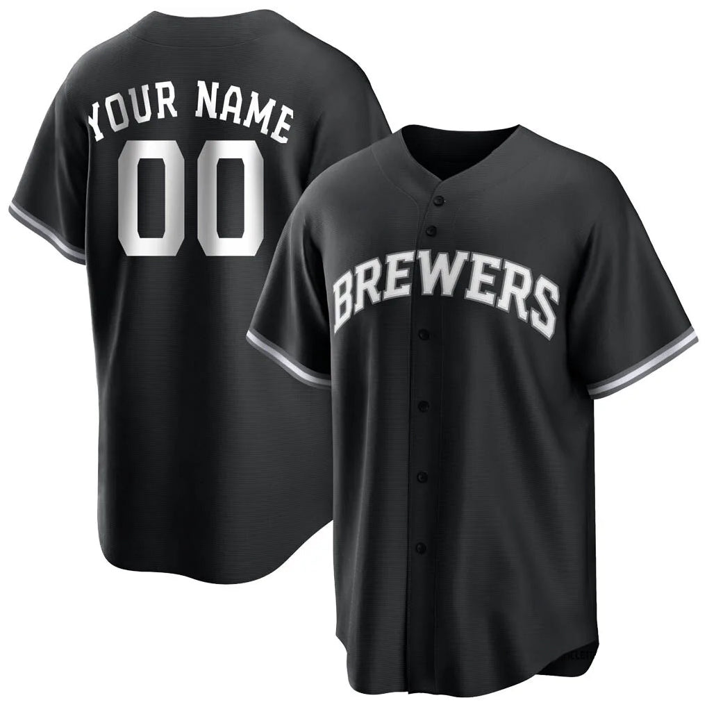 Custom M.Brewers Black Game Home Any Name & Number Gdoa Stitched Jerseys