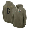 M.Dolphins #6 Malik Washington Player Olive Salute to Service Pullover Hoodies Limited Gdoa Stitched Jerseys
