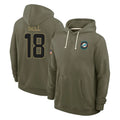 M.Dolphins #18 Chris Bell Player Olive Salute to Service Pullover Hoodies Limited Gdoa Stitched Jerseys