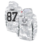 NO.Saints #87 Noah Fant Player Arctic Camo Salute to Service Pullover Hoodies Limited Game Gdoa Stitched Jerseys