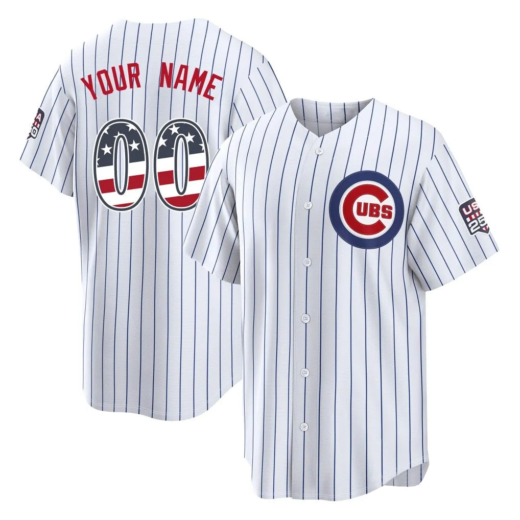 Custom C.Cubs White USA 250 Fourth of July Limited Home Game Any Name & Number Gdoa Stitched Jerseys