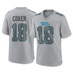 C.Panthers #18 Jalen Coker Player Gray Atmosphere Fashion Game Gdoa Stitched Jerseys