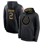 IN.Colts #2 Josh Downs Player Black Salute to Service Hoodies Limited Game Gdoa Stitched Jerseys