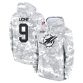M.Dolphins #9 Joshua Uche Player Arctic Camo Salute to Service Hoodies Limited Game Gdoa Stitched Jerseys