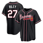 A.Braves #27 Austin Riley Player Black Fashion Out Game Gdoa Stitched Jerseys