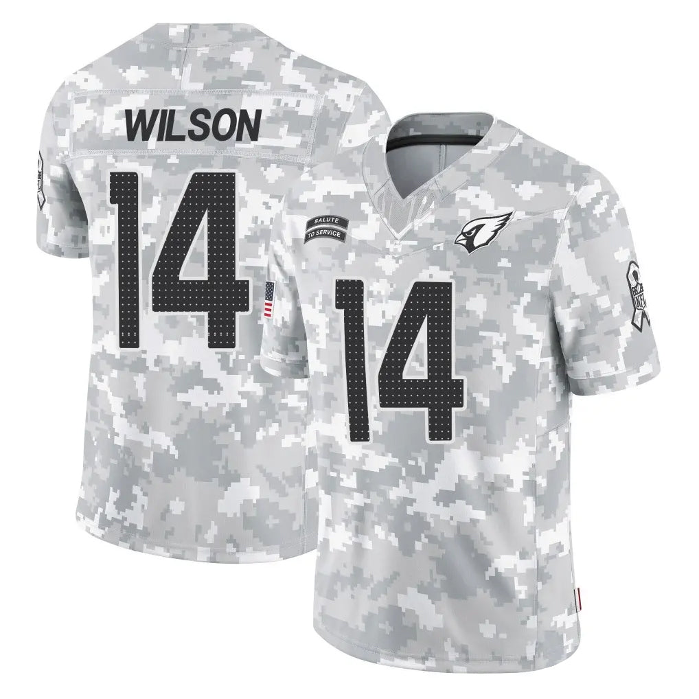 A.Cardinals #14 Michael Wilson Player Camo Salute to Service Limited Home Gdoa Stitched Jerseys