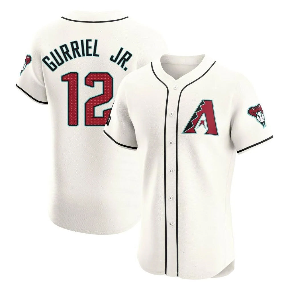 A.Diamondbacks #12 Lourdes Gurriel Jr Player Cream Limited Elite Home Game Gdoa Stitched Jerseys
