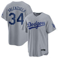 LA.Dodgers #34 Fernando Valenzuela Player Gray Game Fdoa Stitched Jerseys