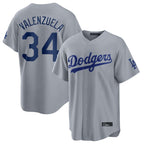 LA.Dodgers #34 Fernando Valenzuela Player Gray Game Fdoa Stitched Jerseys
