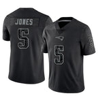 NE.Patriots #5 Dre'Mont Jones Player Black Reflective LImited Home Game Gdoa Stitched Jerseys