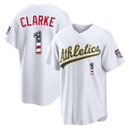 Athletics #1 Denzel Clarke Player White USA 250 Fourth of July Home Game Gdoa250Ys Stitched Jerseys