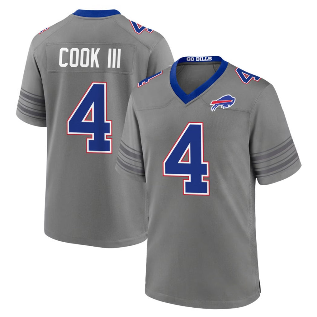 B.Bills #4 James Cook III Player Gray Nickel City Home Game Gdoa Stitched Jerseys