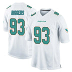 M.Dolphins #93 Zeek Biggers Player White Home Game Gdoa Stitched Jerseys