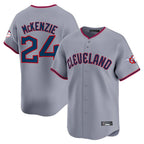 C.Guardians #24 Triston McKenzie Player Gray Road Limited Home Game Gdoa Stitched Jerseys