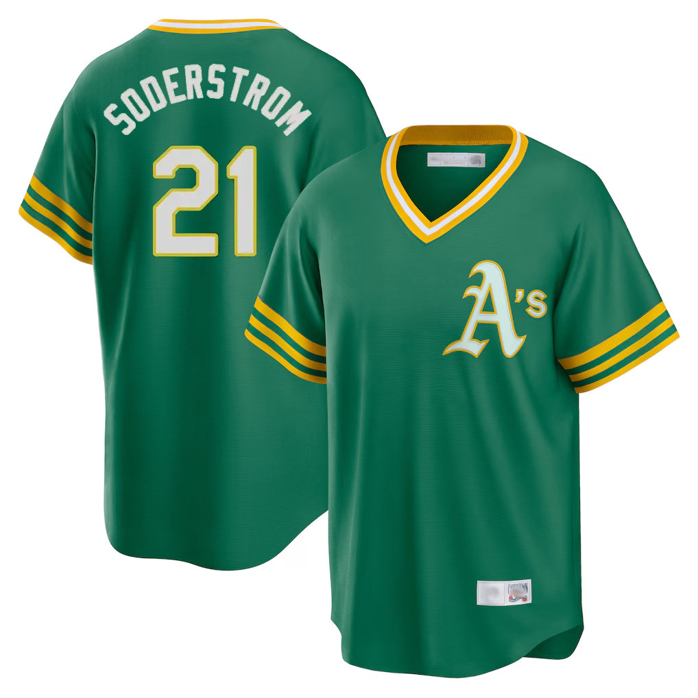 Athletics #21 Tyler Soderstrom Player Kelly Green Cooperstown Collection T-shirt Game Gdoa Stitched Jerseys