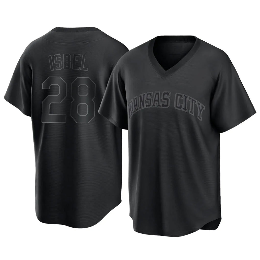 KC.Royals #28 Kyle Isbel Player Black Fashion Game Gdoa Stitched Jerseys