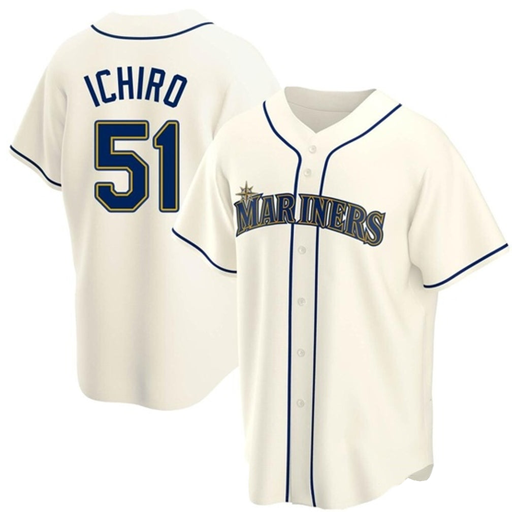 S.Mariners #51 Ichiro Suzuki Player Cream Home Game Fdoa Stitched Jerseys