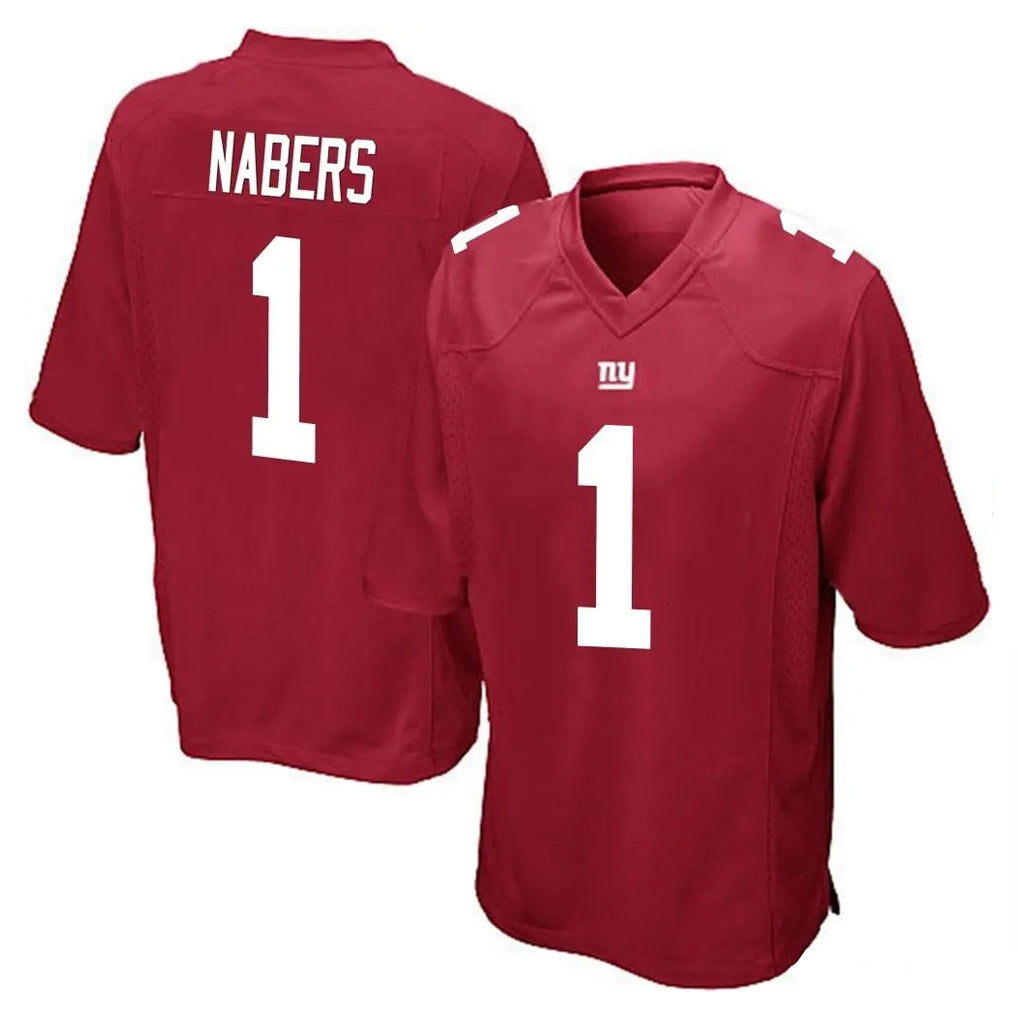NY.Giants #1 Malik Nabers Player Red Home Game Gdoa Stitched Jerseys