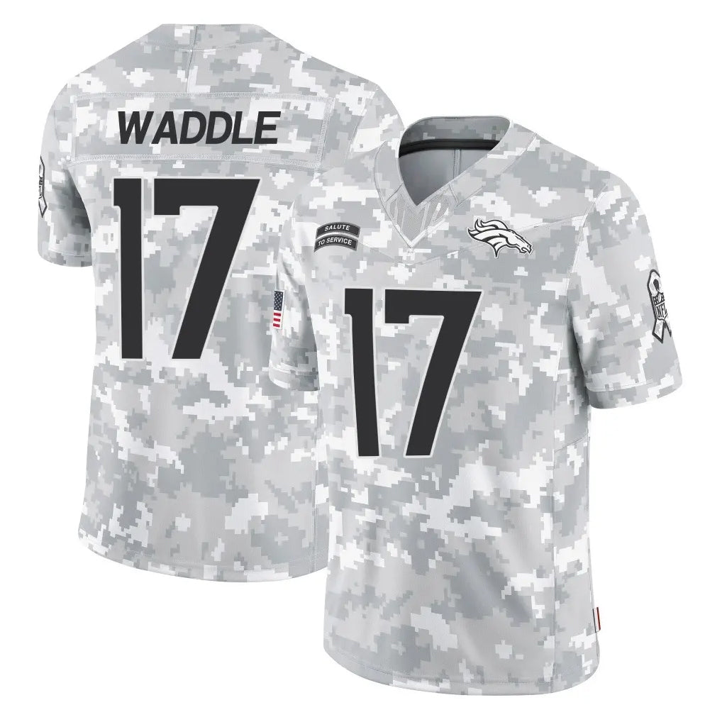 D.Broncos #17 Jaylen Waddle Player Arctic Camo Salute To Service Limited Gdoa Stitched Jerseys