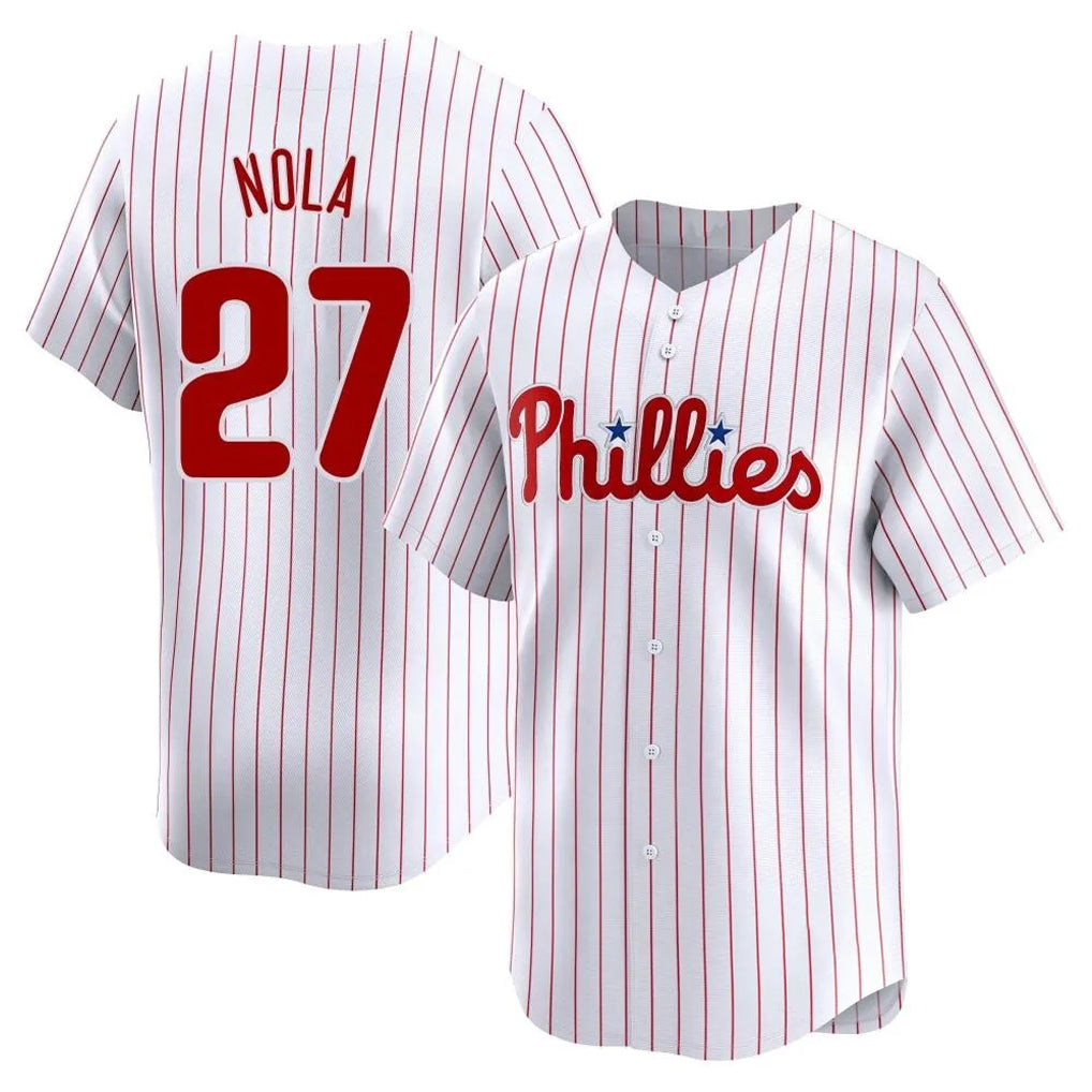 P.Phillies #27 Aaron Nola Player White Home Limited Fdoa Stitched Jerseys
