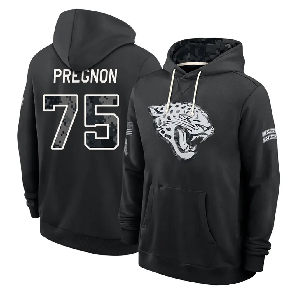 J.Jaguars #75 Emmanuel Pregnon Player 2026 Black Logo Pullover Hoodies Limited Game Gdoa Stitched Jerseys