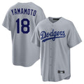 LA.Dodgers #18 Yoshinobu Yamamoto Player Gray Game Fdoa Stitched Jerseys