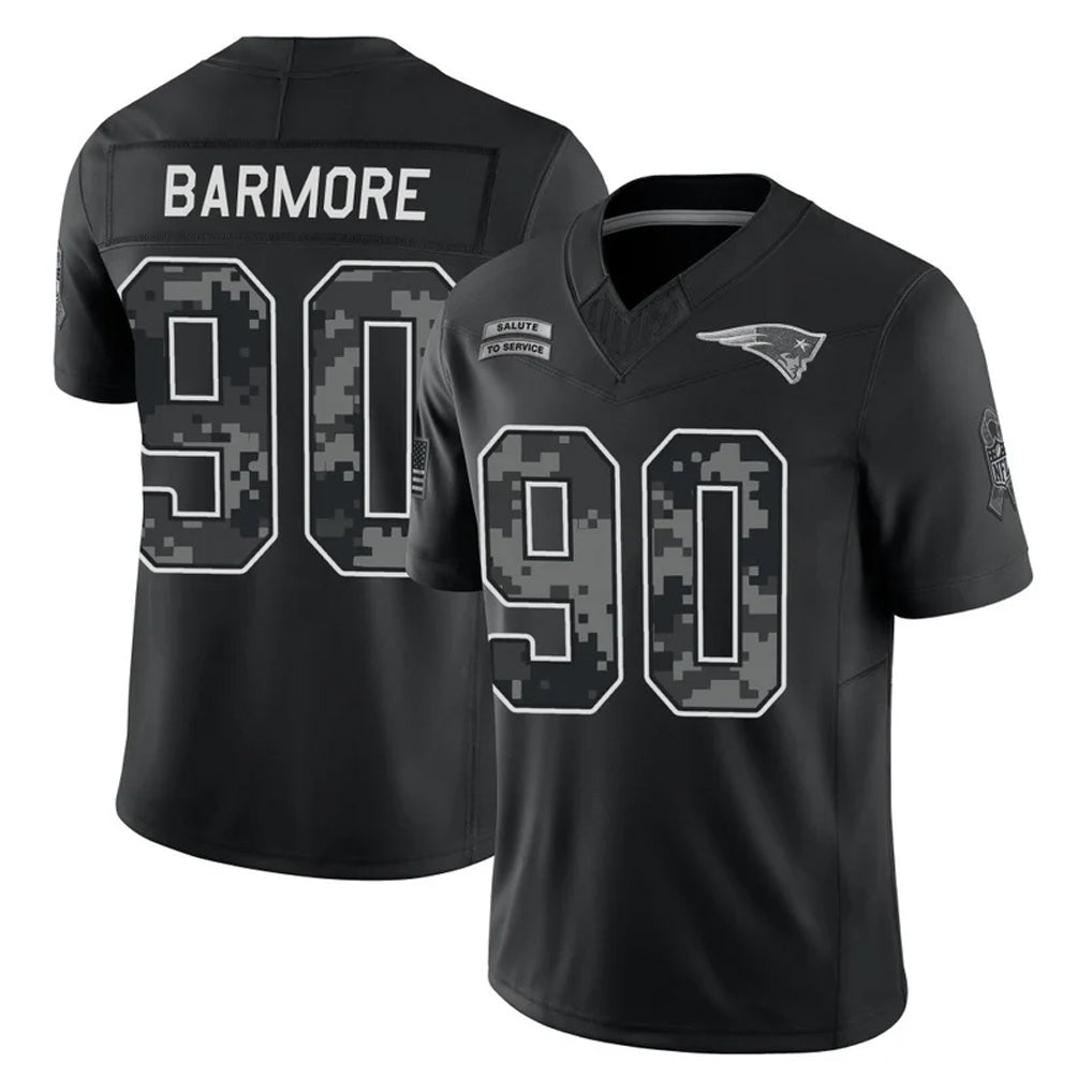 NE.Patriots #90 Christian Barmore Player Black Limited 2026 Salute to Service Home Game Gdoa Stitched Jerseys