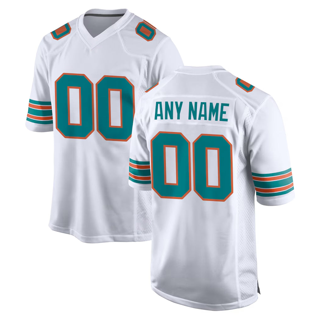 Custom M.Dolphins White Limited Home Game Any Name & Numbers Gdoa Stitched Jerseys