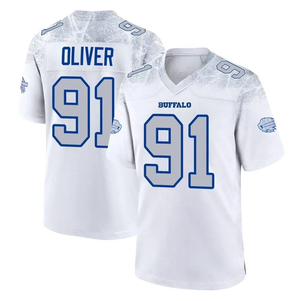 B.Bills #91 Ed Oliver Player White Rivalries Collection Game Gdoa Stitched Jerseys