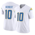 LA.Chargers #10 Justin Herbert Player White Limited Vapor F.U.S.E. Home Game Gdoa Stitched Jerseys