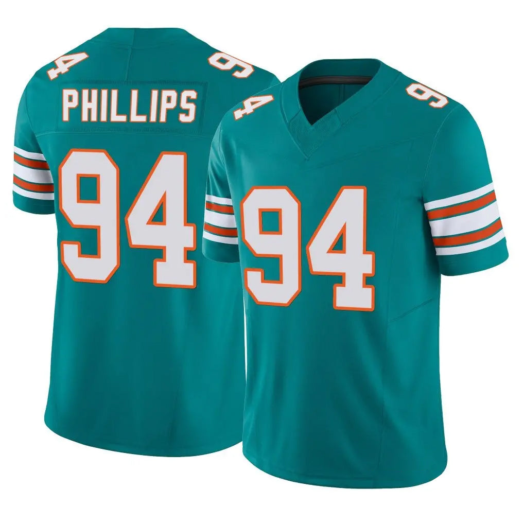 M.Dolphins #94 Jordan Phillips Player Aqua Limited Alternate Vapor F.U.S.E. Home Game Gdoa Stitched Jerseys