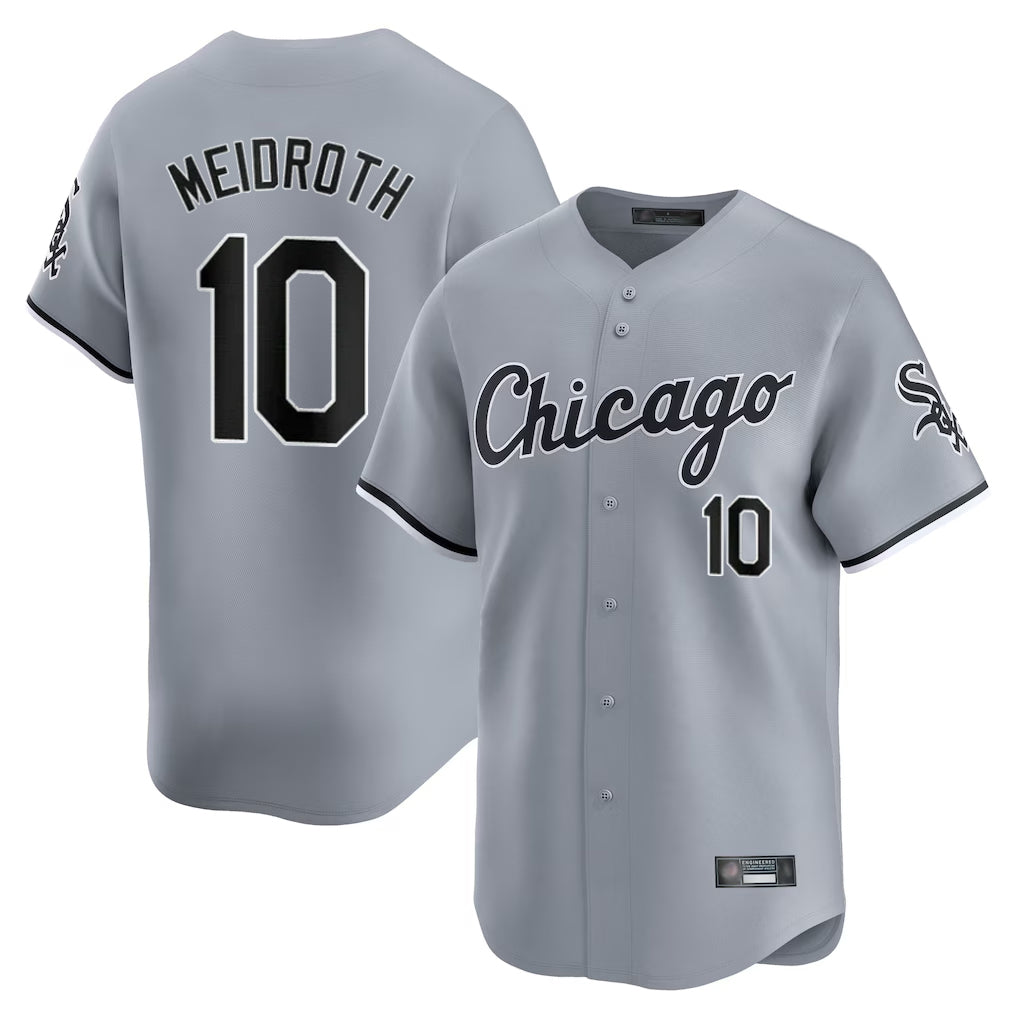 C.White Sox #10 Chase Meidroth Player Gray Road Limited Home Gdoa Stitched Jerseys