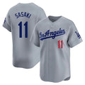 LA.Dodgers #11 Roki Sasaki Player Gray Limited Home Fdoa Stitched Jerseys