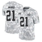 C.Browns #21 Denzel Ward Player Arctic Camo Salute to Service Limited Home Game Gdoa Stitched Jerseys