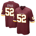 W.Commanders #52 Sonny Styles Player Burgundy Team Color Home Game Gdoa Stitched Jerseys