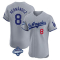 LA.Dodgers #8 Enrique Hern¨¢ndez Player Gray World Series Meet Limited Elite Home Fdoa Stitched Jerseys