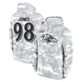 B.Ravens #98 Travis Jones Player Arctic Camo Salute to Service Pullover Hoodie Gdoa Stitched Jerseys