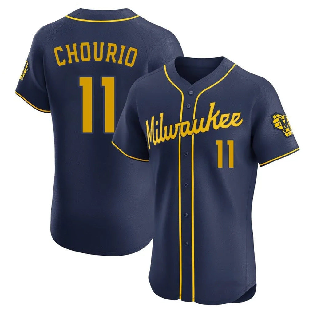 M.Brewers #11 Jackson Chourio Player Navy Home Limited Elite Fdoa Stitched Jerseys