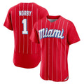 M.Marlins #1 Connor Norby Player Red City Connect Home Limited Elite Fdoa Stitched Jerseys